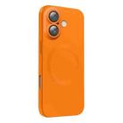 For iPhone 16 CD Texture MagSafe Liquid Silicone Phone Case(Orange) - 1