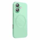 For iPhone 16 CD Texture MagSafe Liquid Silicone Phone Case(Mint Green) - 1