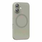 For iPhone 16 CD Texture MagSafe Liquid Silicone Phone Case(Titanium Grey) - 1