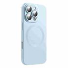 For iPhone 16 Pro Max CD Texture MagSafe Liquid Silicone Phone Case(Light Grey Blue) - 1