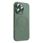 For iPhone 16 Pro Max CD Texture MagSafe Liquid Silicone Phone Case(Dark Green) - 1