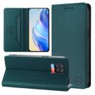 For Realme 8 4G / 8 Pro 4G RC01 Dual-Folded Magnetic Suction RFID Leather Phone Case(Dark Green) - 1