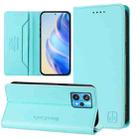 For Realme 9 Pro+ 5G / 9 4G Global RC01 Dual-Folded Magnetic Suction RFID Leather Phone Case(Mint Green) - 1