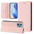 For Realme 9 Pro+ 5G / 9 4G Global RC01 Dual-Folded Magnetic Suction RFID Leather Phone Case(Pink) - 1