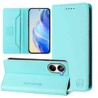 For Realme 10 Pro 5G RC01 Dual-Folded Magnetic Suction RFID Leather Phone Case(Mint Green) - 1