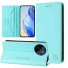 For Realme 11 4G Global RC01 Dual-Folded Magnetic Suction RFID Leather Phone Case(Mint Green) - 1