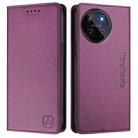 For Realme 11 4G Global RC01 Dual-Folded Magnetic Suction RFID Leather Phone Case(Violet) - 2