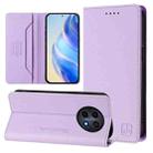 For Realme 12 5G Global RC01 Dual-Folded Magnetic Suction RFID Leather Phone Case(Light Purple) - 1