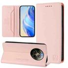 For Realme 12+ 5G / Narzo 70 Pro 5G Indian RC01 Dual-Folded Magnetic Suction RFID Leather Phone Case(Pink) - 1