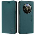 For Realme 12+ 5G / Narzo 70 Pro 5G Indian RC01 Dual-Folded Magnetic Suction RFID Leather Phone Case(Dark Green) - 2
