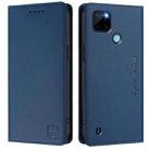 For Realme C21Y RC01 Dual-Folded Magnetic Suction RFID Leather Phone Case(Dark Blue) - 2