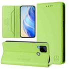 For Realme C25 / C15 / C12 / C25s RC01 Dual-Folded Magnetic Suction RFID Leather Phone Case(Grass Green) - 1