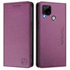 For Realme C25 / C15 / C12 / C25s RC01 Dual-Folded Magnetic Suction RFID Leather Phone Case(Violet) - 2