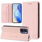 For Realme C33 2022 / 2023 Global RC01 Dual-Folded Magnetic Suction RFID Leather Phone Case(Pink) - 1