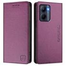 For Realme C33 2022 / 2023 Global RC01 Dual-Folded Magnetic Suction RFID Leather Phone Case(Violet) - 2