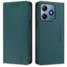 For Realme C63 / C61 4G Global RC01 Dual-Folded Magnetic Suction RFID Leather Phone Case(Dark Green) - 2