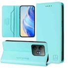 For Realme GT 6 5G / GT 6T 5G Global RC01 Dual-Folded Magnetic Suction RFID Leather Phone Case(Mint Green) - 1