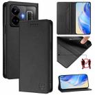 For Realme GT3 5G / GT Neo 5 240W RC01 Dual-Folded Magnetic Suction RFID Leather Phone Case(Black) - 1