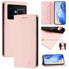 For Realme GT5 5G / GT5 5G 240W RC01 Dual-Folded Magnetic Suction RFID Leather Phone Case(Pink) - 1