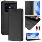 For Realme GT5 5G / GT5 5G 240W RC01 Dual-Folded Magnetic Suction RFID Leather Phone Case(Black) - 1