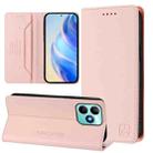 For Realme Note 50 4G / C51 4G / C53 4G RC01 Dual-Folded Magnetic Suction RFID Leather Phone Case(Pink) - 1