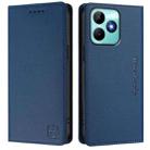 For Realme Note 50 4G / C51 4G / C53 4G RC01 Dual-Folded Magnetic Suction RFID Leather Phone Case(Dark Blue) - 2