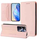 For Realme Note 60 4G / C61 4G India RC01 Dual-Folded Magnetic Suction RFID Leather Phone Case(Pink) - 1