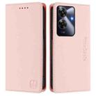 For Realme Note 60 4G / C61 4G India RC01 Dual-Folded Magnetic Suction RFID Leather Phone Case(Pink) - 2