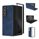 For Samsung Galaxy Z Fold Special Black Edge Two-color Calf Texture PU Phone Case(Blue) - 1