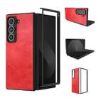For Samsung Galaxy Z Fold Special Black Edge Two-color Calf Texture PU Phone Case(Red) - 1