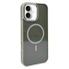For iPhone 16 Metal Lens Frame MagSafe Phone Case(Grey) - 1