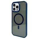 For iPhone 15 Pro Max Metal Lens Frame MagSafe Phone Case(Navy Blue) - 1