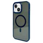 For iPhone 15 Metal Lens Frame MagSafe Phone Case(Navy Blue) - 1