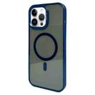 For iPhone 14 Pro Metal Lens Frame MagSafe Phone Case(Navy Blue) - 1