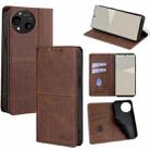 For Sharp Aquos R10 Cow Texture Magnetic Leather Phone Case(Dark Brown) - 1