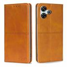 For Redmi 13 4G Cow Texture Magnetic Leather Phone Case(Light Brown) - 1