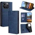 For Redmi Note 14 4G 164.84mm Cow Texture Magnetic Leather Phone Case(Blue) - 1