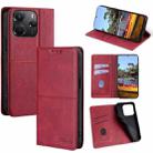 For Redmi Note 14 4G 164.84mm Cow Texture Magnetic Leather Phone Case(Red) - 1