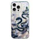 For iPhone 16 Pro Max Double Layer IMD Pattern TPU Phone Case(New Chinese Floral Snake Black) - 1