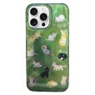 For iPhone 16 Pro Double Layer IMD Pattern TPU Phone Case(Multiple Dark Green Cats) - 1