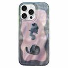 For iPhone 16 Pro Double Layer IMD Pattern TPU Phone Case(Contrasting Color Cats and Dogs Pink) - 1