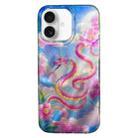 For iPhone 16 Double Layer IMD Pattern TPU Phone Case(New Chinese Floral Snake Red) - 1