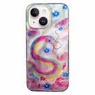 For iPhone 15 Double Layer IMD Pattern TPU Phone Case(Pink snake) - 1