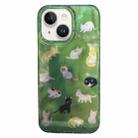 For iPhone 14 Double Layer IMD Pattern TPU Phone Case(Multiple Dark Green Cats) - 1