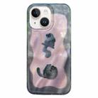 For iPhone 14 Double Layer IMD Pattern TPU Phone Case(Contrasting Color Cats and Dogs Pink) - 1