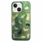 For iPhone 13 Double Layer IMD Pattern TPU Phone Case(Multiple Dark Green Cats) - 1