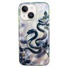 For iPhone 13 Double Layer IMD Pattern TPU Phone Case(New Chinese Floral Snake Black) - 1