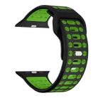 For Apple Watch 46mm / 49mm / 45mm / 44mm Single Nail Dual-Color Multi-hole Silicone Watch Band(Black Green) - 1