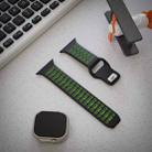 For Apple Watch 46mm / 49mm / 45mm / 44mm Single Nail Dual-Color Multi-hole Silicone Watch Band(Black Green) - 2