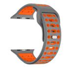 For Apple Watch 46mm / 49mm / 45mm / 44mm Single Nail Dual-Color Multi-hole Silicone Watch Band(Grey Orange) - 1